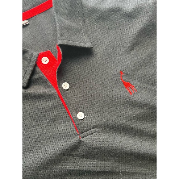 MENS SOLID GIRAFFE EMBROIDERY LONG SLEEVE POLO BLACK SIZE S NWOT - Picture 4 of 7